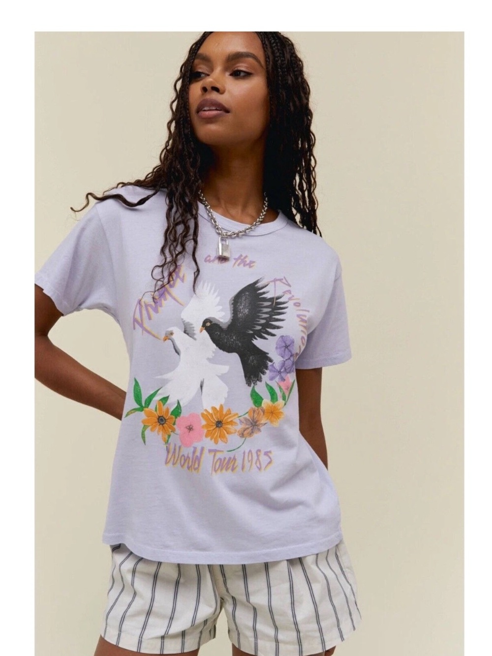 DAYDREAMER Prince World Tour 1985 Ringer Tee in Dawn/purple Sz XS
